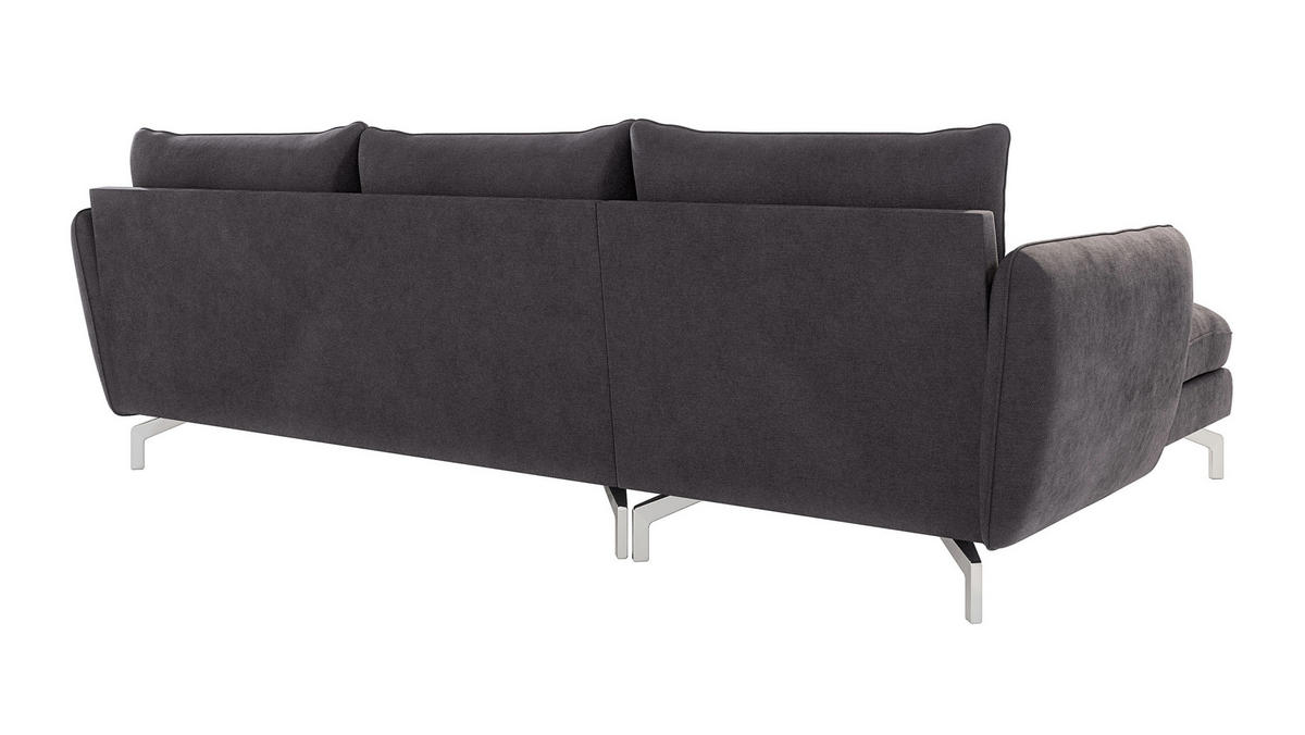 ECKSOFA Elou Graphit Microfaser - Chromfarben/Graphitfarben, Holz/Textil (261/167cm) - S-Style Möbel