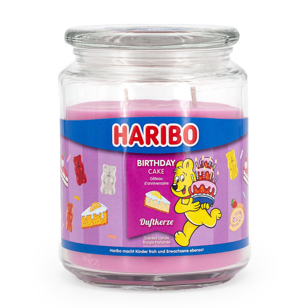 DUFTKERZE Haribo - Rosa, Glas/Naturmaterialen (13cm)