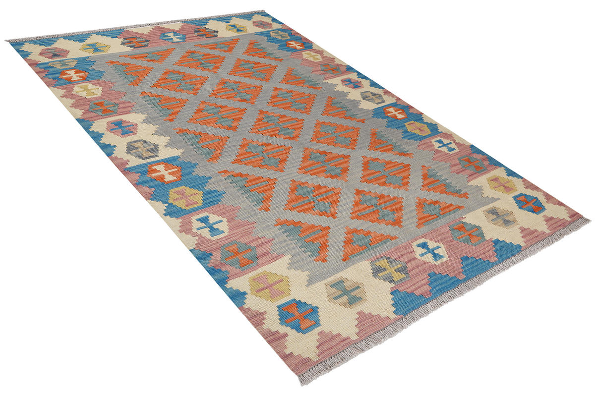 HANDWEBTEPPICH Kelim Gashgai Grau 175/115 cm Schurwolle - Grau, Textil (115/175cm) - Looma