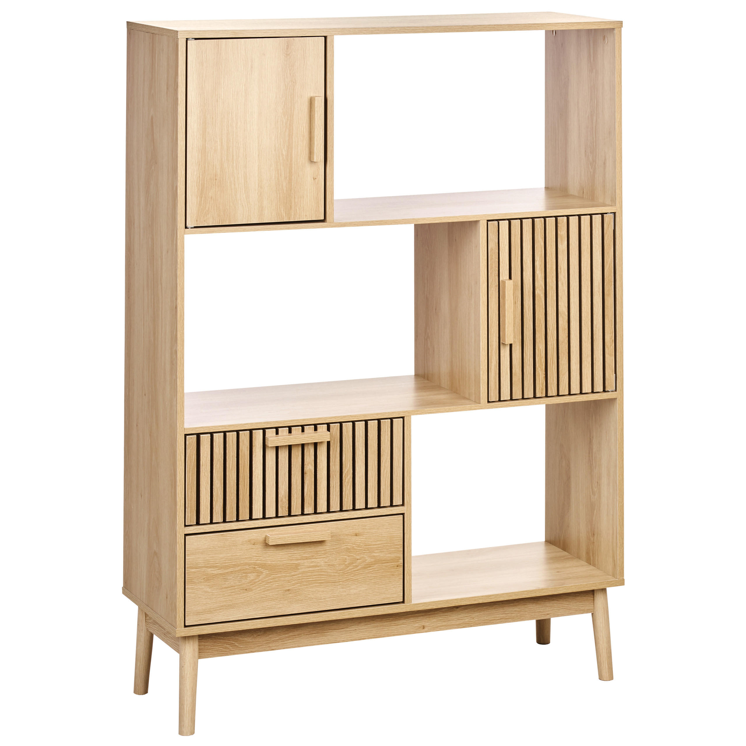 REGAL 140 cm Hellbraun Lynwood - Braun, Holzwerkstoff (100/140/35cm) - Beliani