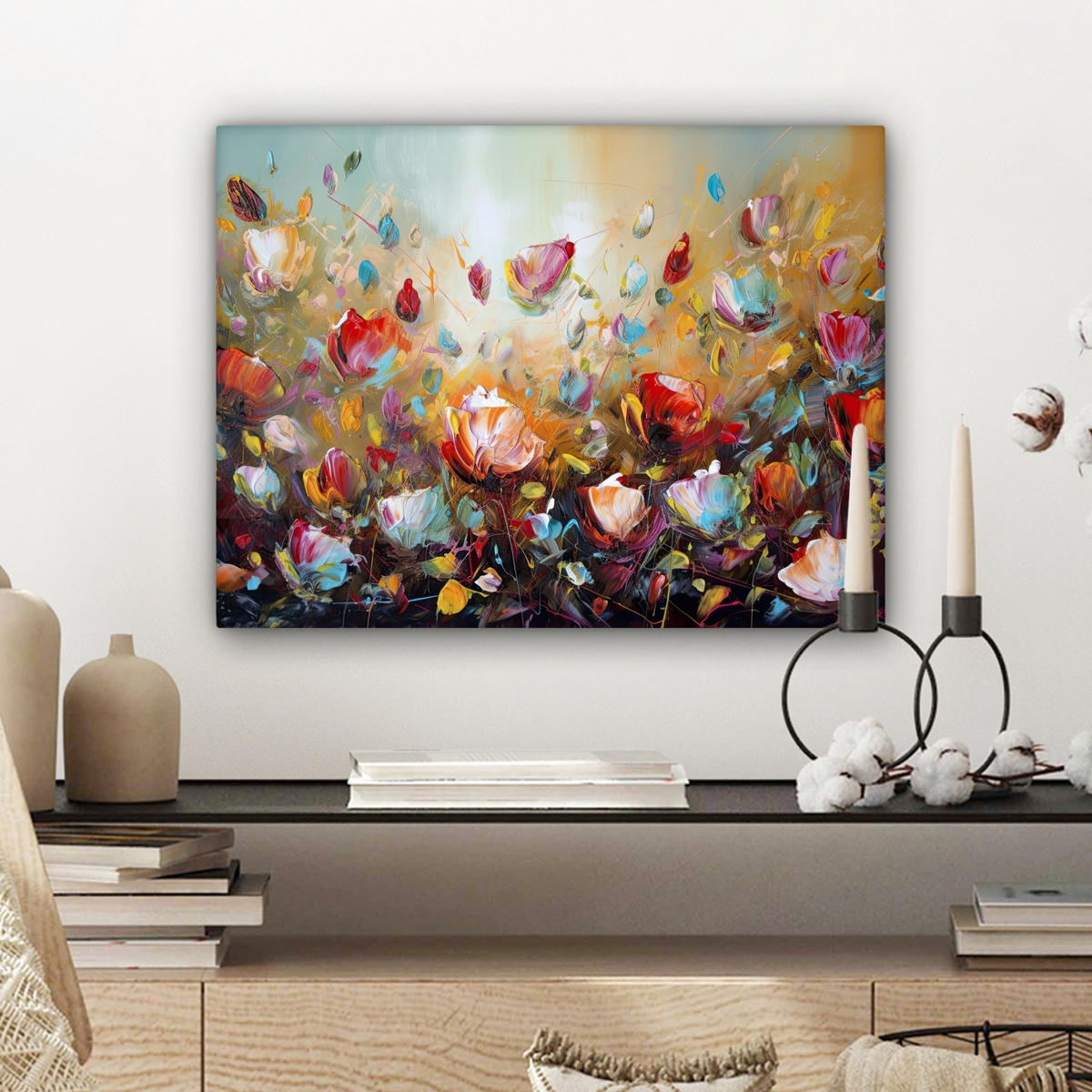 LEINWANDBILD Blumen - Kunst - Natur - Ölgemälde 40x30 cm - Multicolor, Textil (40/30cm) - MuchoWow