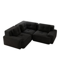 ECKSOFA DE-34221 modularer Tiefsitz Schwarz - Schwarz, Textil (104/177cm) - ComfortXL
