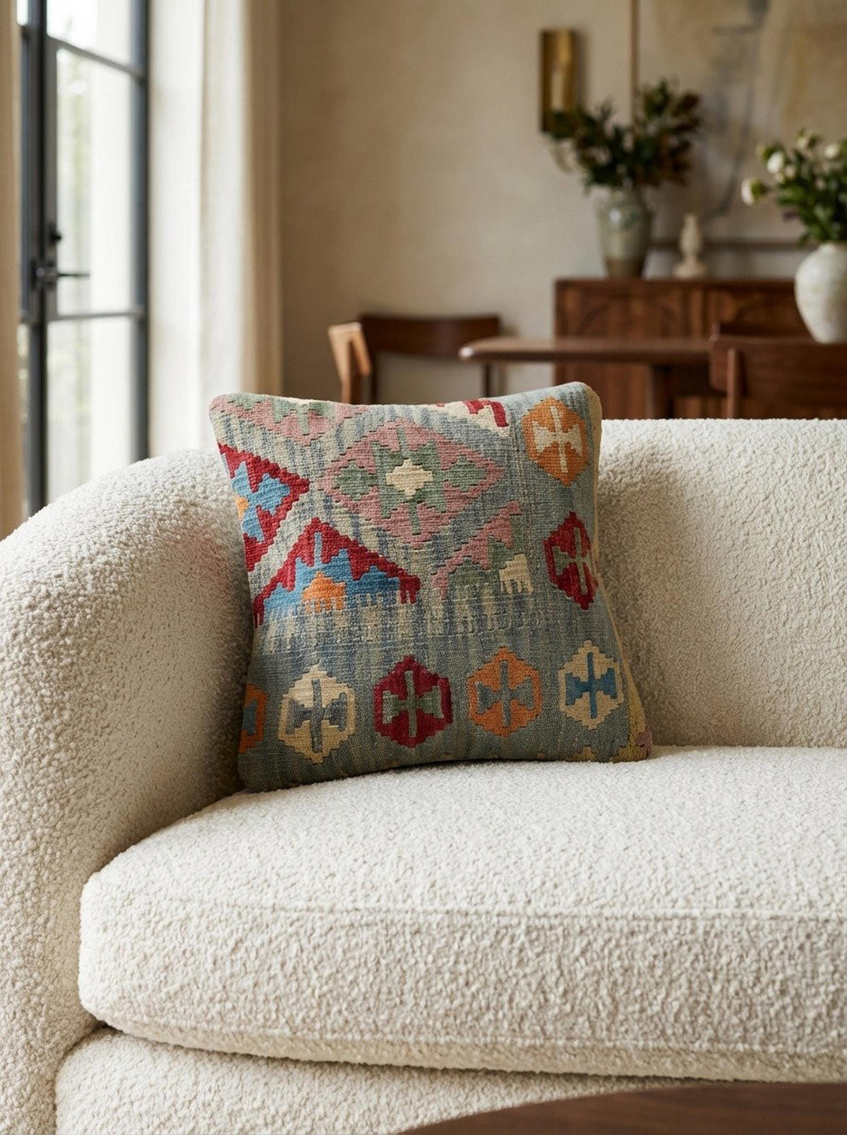 KELIM-KISSEN Mehrfarbig 50/50 cm Schurwolle - Multicolor, Textil (50/50cm) - Looma
