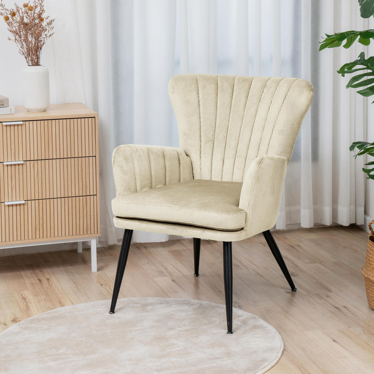 SESSEL SANSA Cord Weiß - Weiß, Textil (64/85/66cm) - SVITA