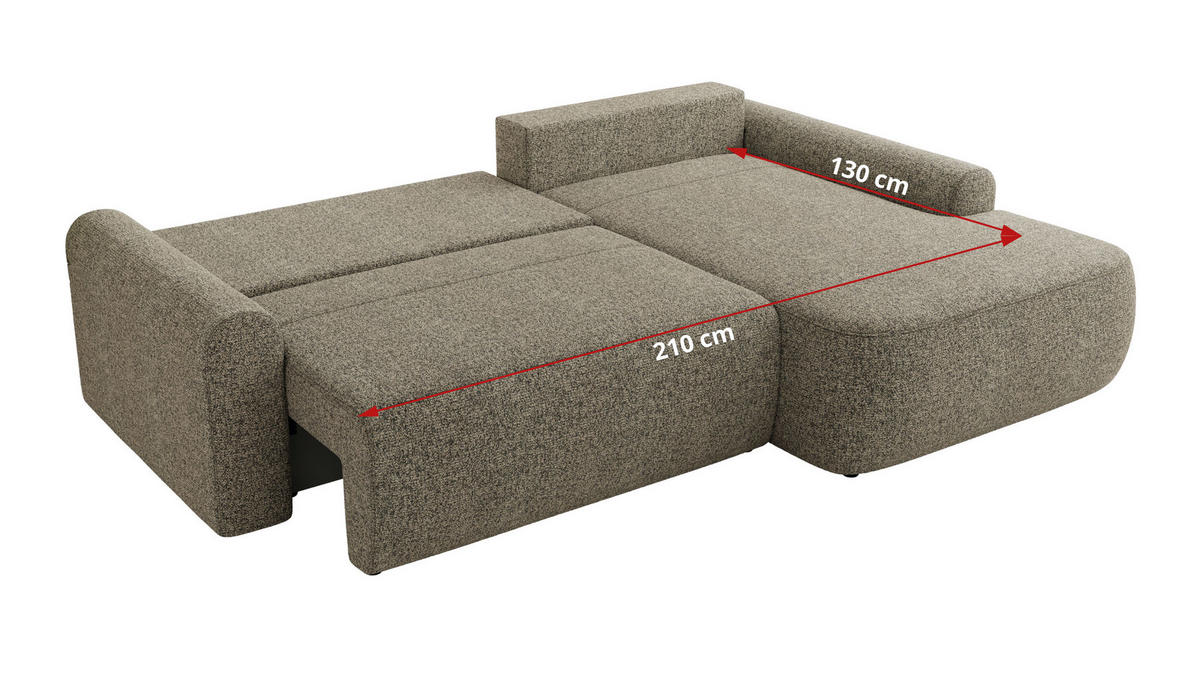 ECKSCHLAFSOFA CUBO L Grau Struktur - links - Schwarz/Grau, Kunststoff/Textil (273/187cm) - MKS