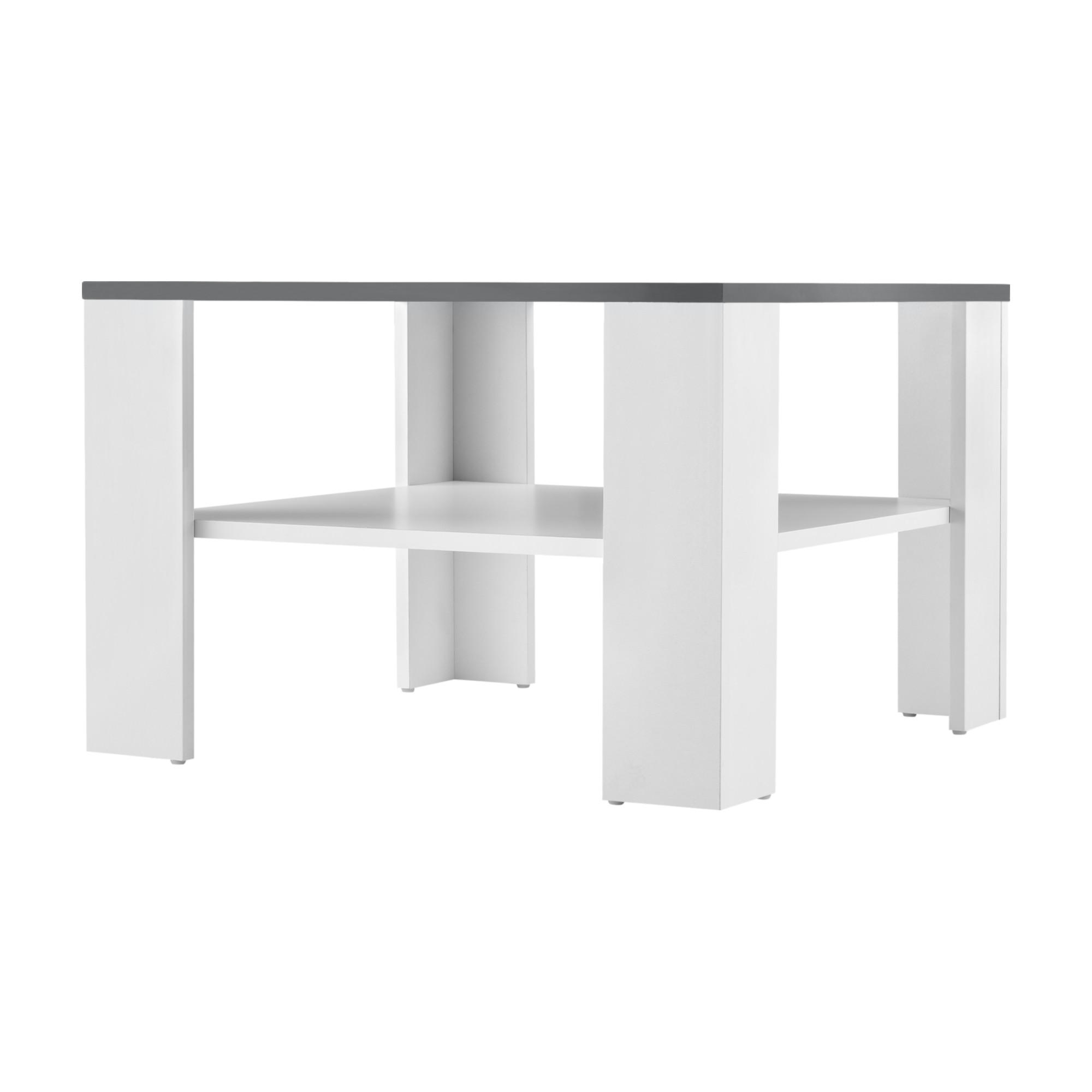 COUCHTISCH Aachen 60/60/40 - Dunkelgrau/Weiß, Holzwerkstoff (60/60/40cm) - [en.casa]