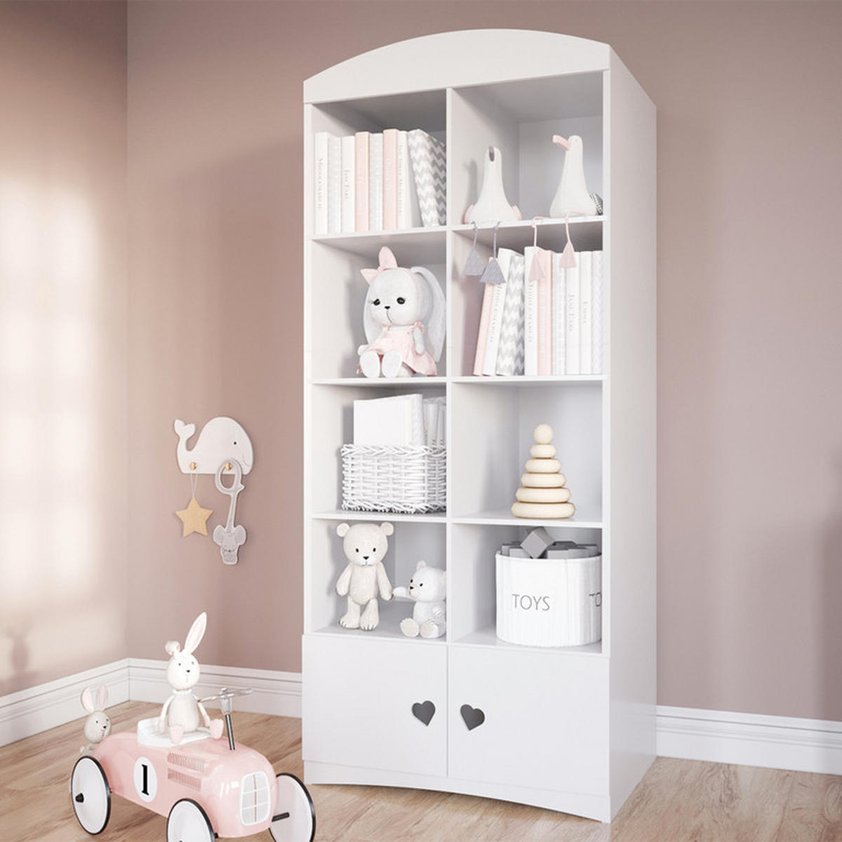 KNIHOVNA Bílá - bílá, kompozitní dřevo (90/188/34cm) - Petits-meubles