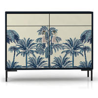 SIDEBOARD MDF 2 Türen und 2 Schubladen mit tropischem Druck ALISE LEA - Multicolor/Creme, Holzwerkstoff (90/84/45cm) - RNT By Really Nice Things