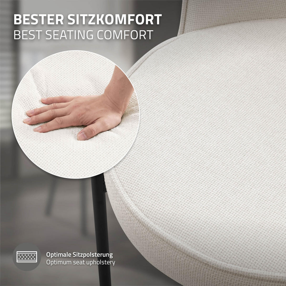 JÍDELNÍ ŽIDLE, sada 6 ks, béžová, s látkovým potahem - černá/béžová, kov/textil (50/83/63cm) - ML-DESIGN
