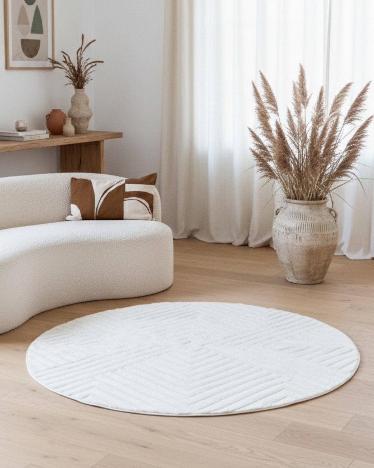 TEPPICH HYGGE Creme, rund 240/240 cm - Creme, Textil (240/240cm) - Tapiso