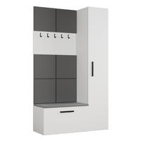 GARDEROBENSCHRANK MODULO 120,6/204/40 cm Modern Garderobe-Set Weiß - Weiß/Grau, Holzwerkstoff (120.6/204/40cm) - MASSENO