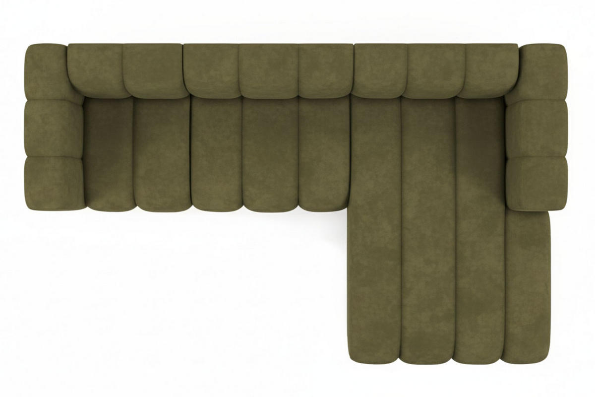 ECKSOFA L-Form Grand L 287 cm, Veloursstoff Salvador, Olive, Rechts - Olivgrün, Holz (287/179cm) - Kaiser Möbel
