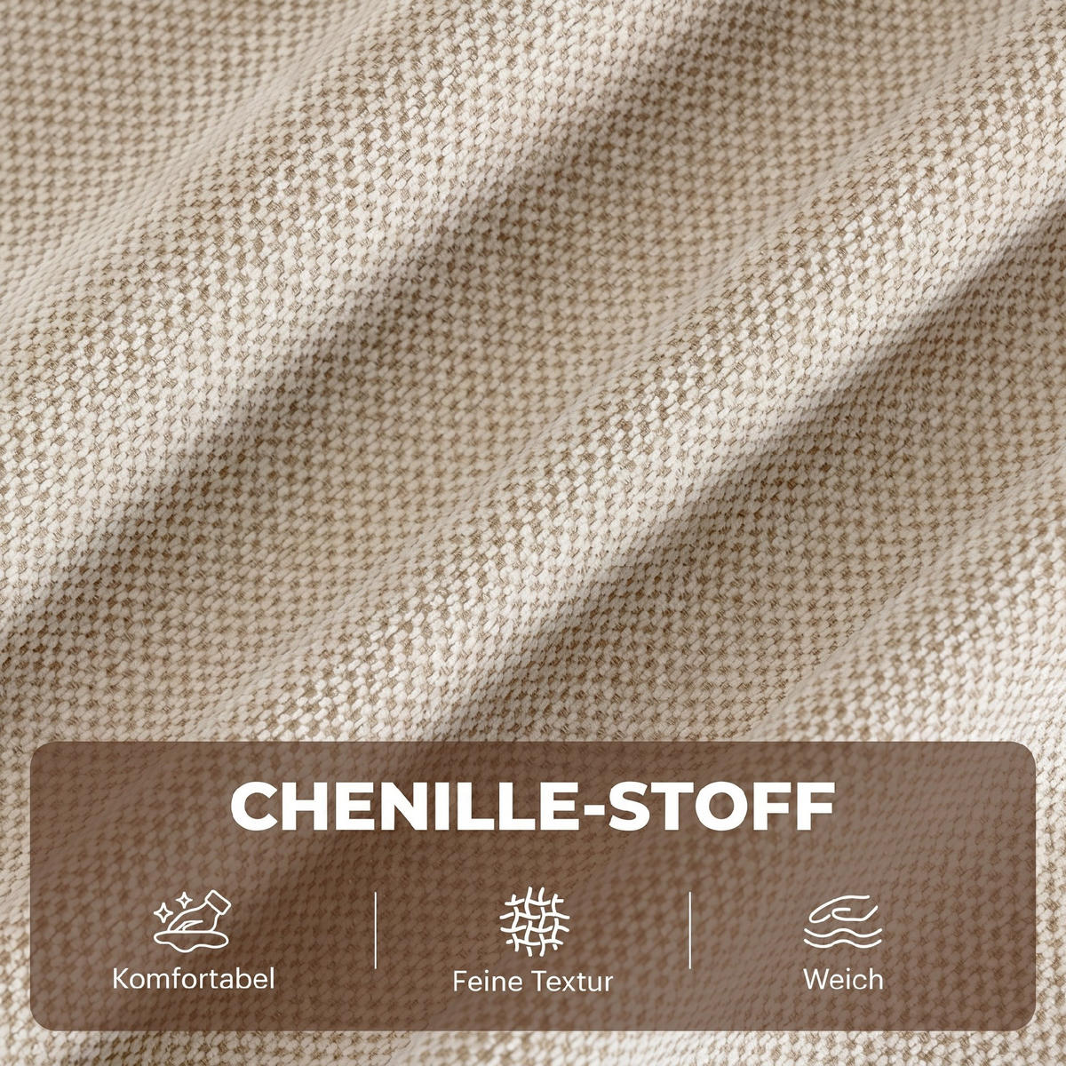 ELEKTRISK uppståstol chenille 100 polyester cremefärgad - Cremefärgad, Textil/Metall (82/96/88cm) - HOMCOM