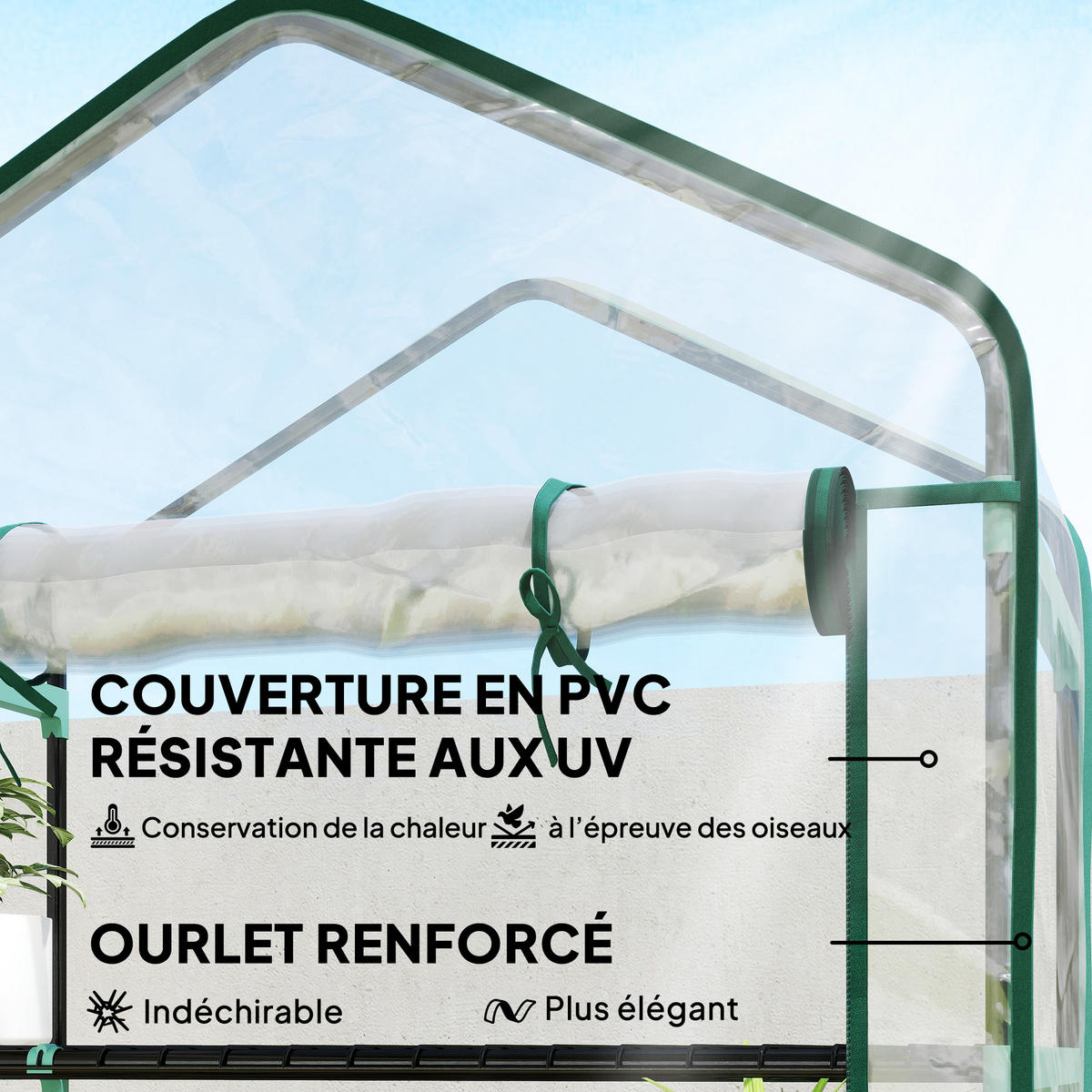 GEWÄCHSHAUS DE-12065 5 Etagen mit Rolltür Transparent - Transparent, Kunststoff (49/193/90cm) - ComfortXL