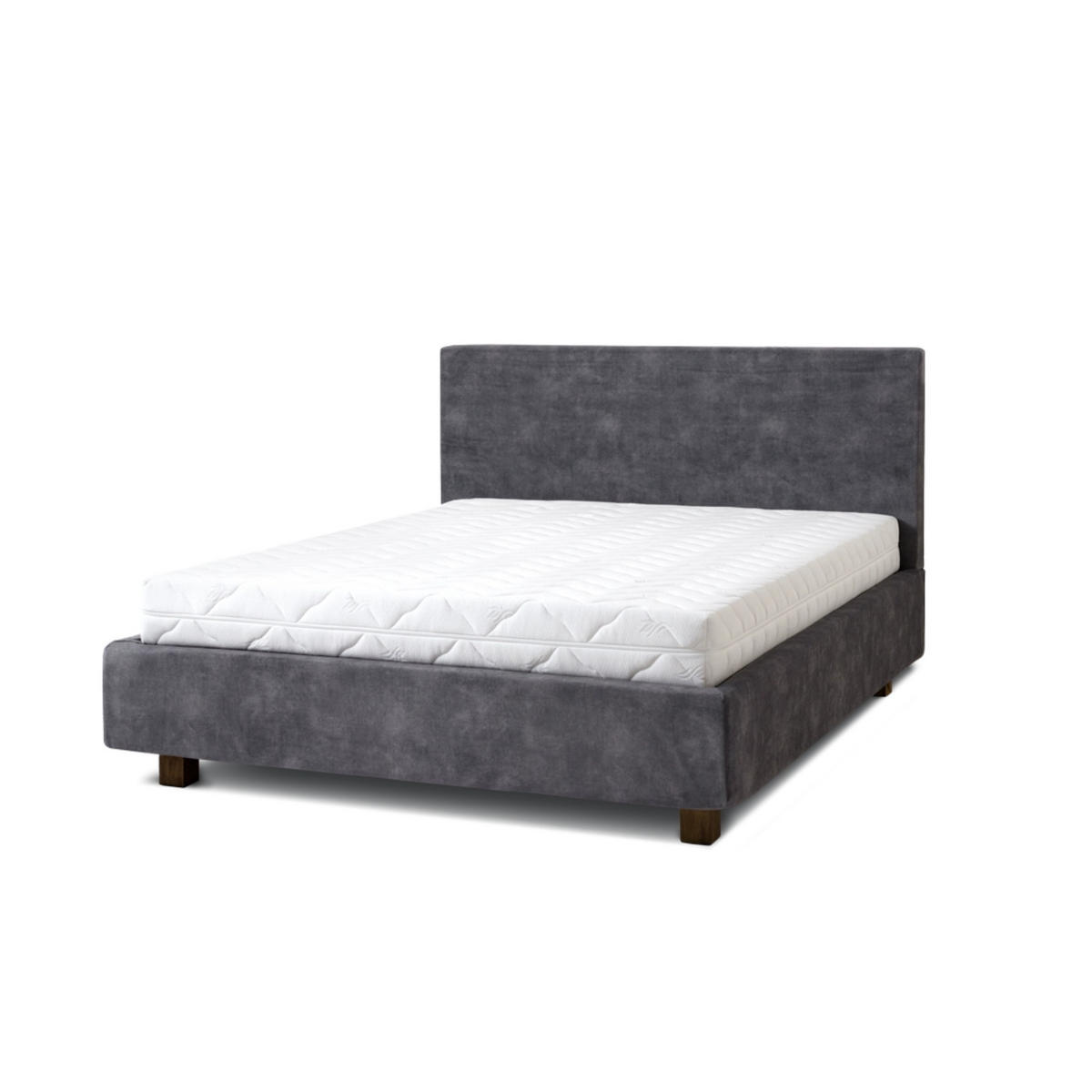 POLSTERBETT Puro 180x200 in Plüsch Ash Warm Gray - Blaugrau, Holz (180/200cm) - Letti Moderni