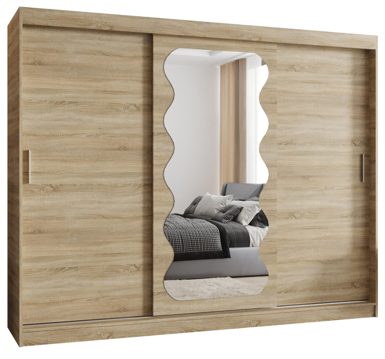 SCHWEBETÜRENSCHRANK 200/250/62 3-türig - Silberfarben/Sonoma Eiche, Holz (250/200/62cm) - MÖBEL KRYSPOL