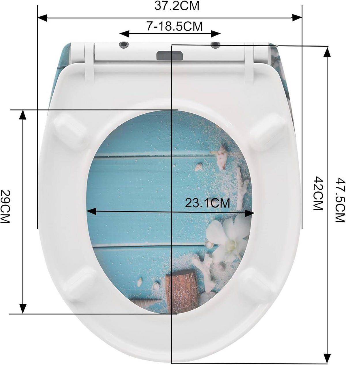 TOILETTENDECKEL mit Absenkautomatik, einfache Montage, Oval - Blau/Weiß, Kunststoff (37/2.51/47cm) - Woltu