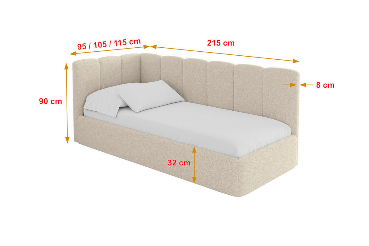 EINZELLBETT Jugendbett mit Bettkasten und Matratze H3/H4, Rechts - DEXY 80x200 Dunkelbeige - Taupe, Holzwerkstoff/Textil (80/200cm) - ALTDECOR