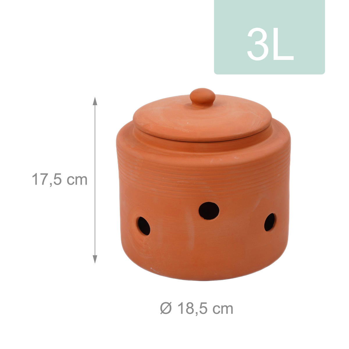 WURMKOMPOSTER Terrakotta Ton zum Eingraben 3 Liter - Beige, Keramik (18.5/17.5/18.5cm) - Relaxdays