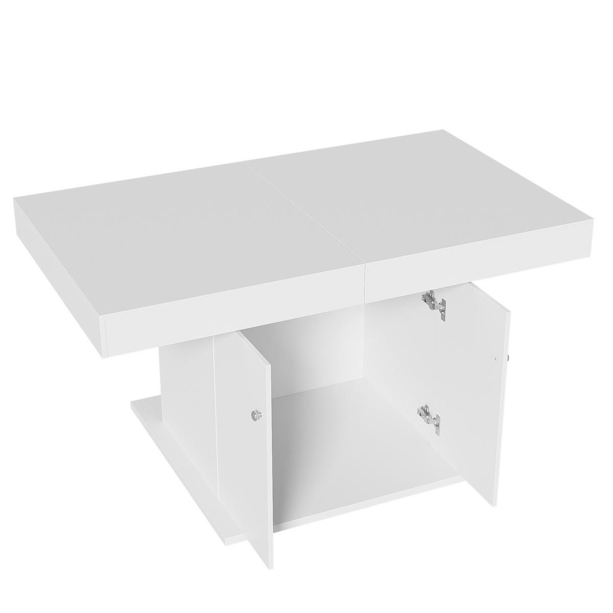 JEDILNA miza 140/180/80/76 cm z avtomatskim raztezanjem in prostorom za shranjevanje, bela - bela, leseni material (180/80/76cm) - Redom