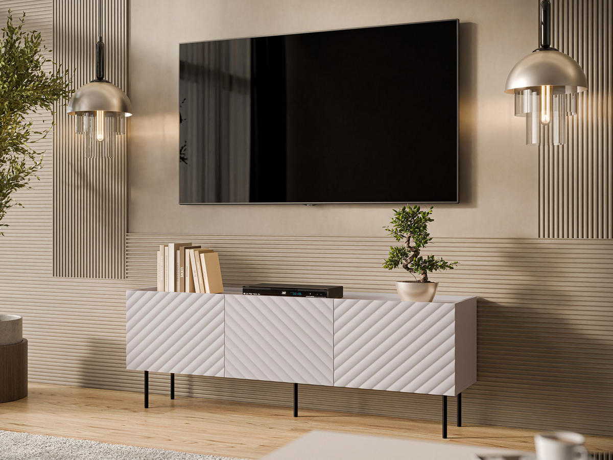 TV-LOWBOARD Lucca 165 3D - Kaschmir/Schwarz, Holz/Holzwerkstoff (166/59/40cm) - MIRJAN24