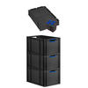 EUROBOX 3x NextGen Color mit Auflagedeckel 32x40x60 cm 65 Liter Schwarz Griffe blau offen - Blau/Schwarz, Kunststoff (40/32/60cm) - PROREGAL