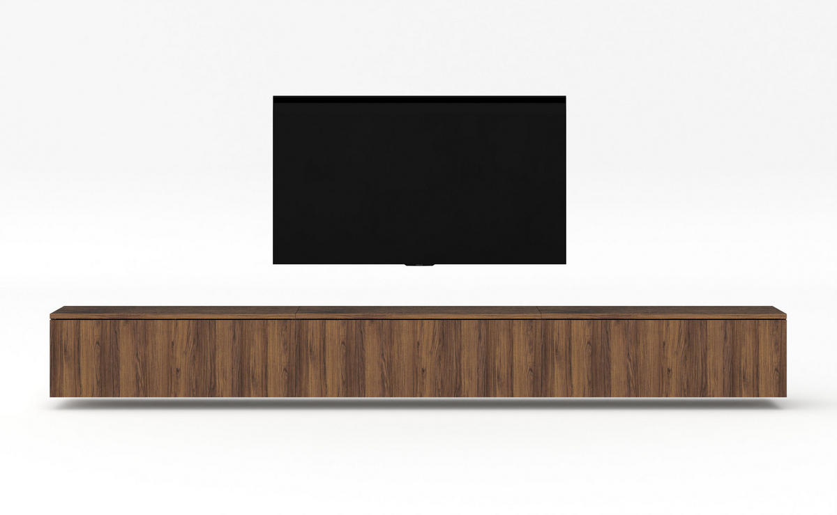 LOWBOARD Loriano 3x100 Nussbaum Warmia 300/34/32 cm – Hängendes TV Board - Nussbaumfarben, Holzwerkstoff (300/34/32cm) - AX Living