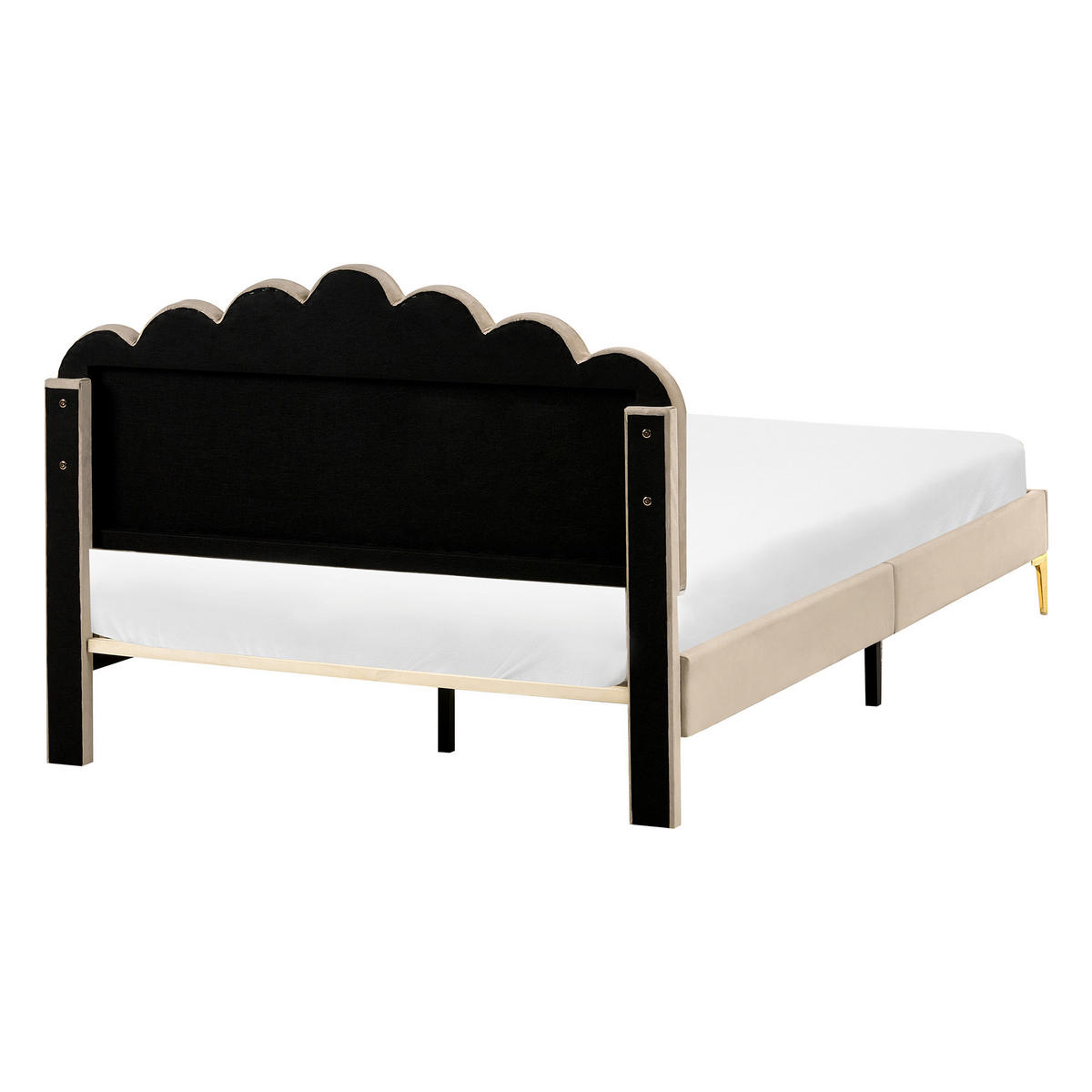 POSTEL s roštem 140/200 cm Sametová látka Taupe Sauvian - šedohnědá, textil (140/200cm) - Beliani