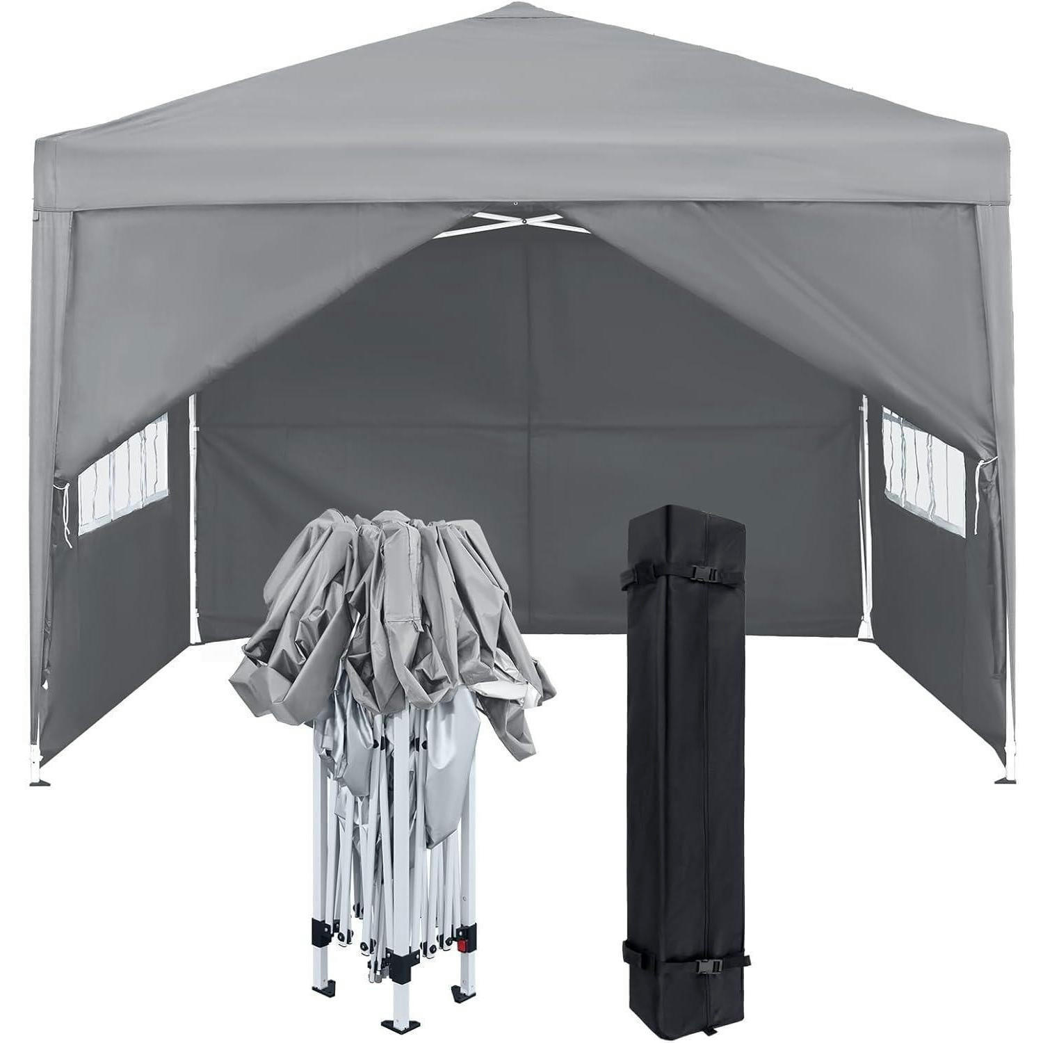 FALTPAVILLON 2,5 x 2,5 m mit Seitenteilen Grau - Grau, Textil (250/260/250cm)