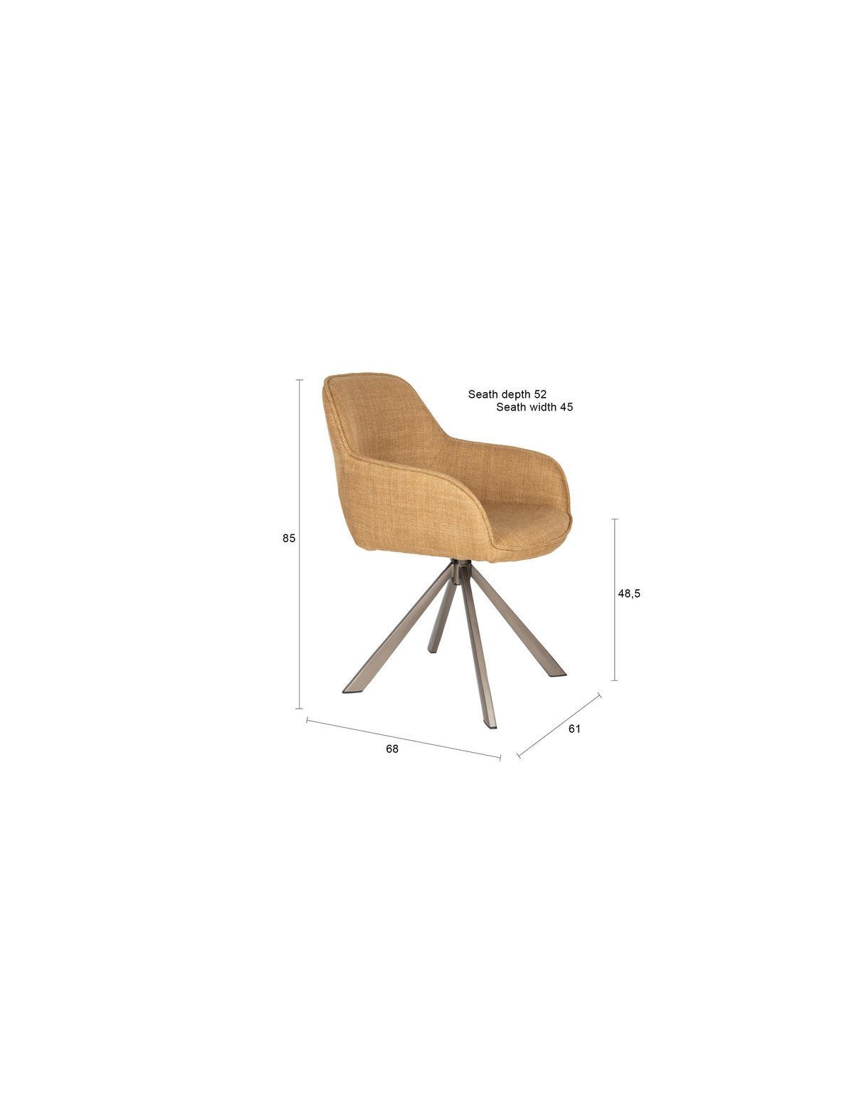 ESSZIMMERSTUHL Toye - Gelb - 68/45/85 cm - 2er-Set - Gelb, Textil (45/85/68cm)