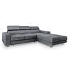 ECKSOFA NOTO R-S Grau Velours-Stoff mit Schlaffunktion - Grau, Holz (267/190cm) - MASSENO