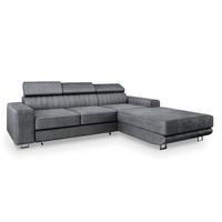 ECKSOFA NOTO R-S Grau Velours-Stoff mit Schlaffunktion - Grau, Holz (267/190cm) - MASSENO
