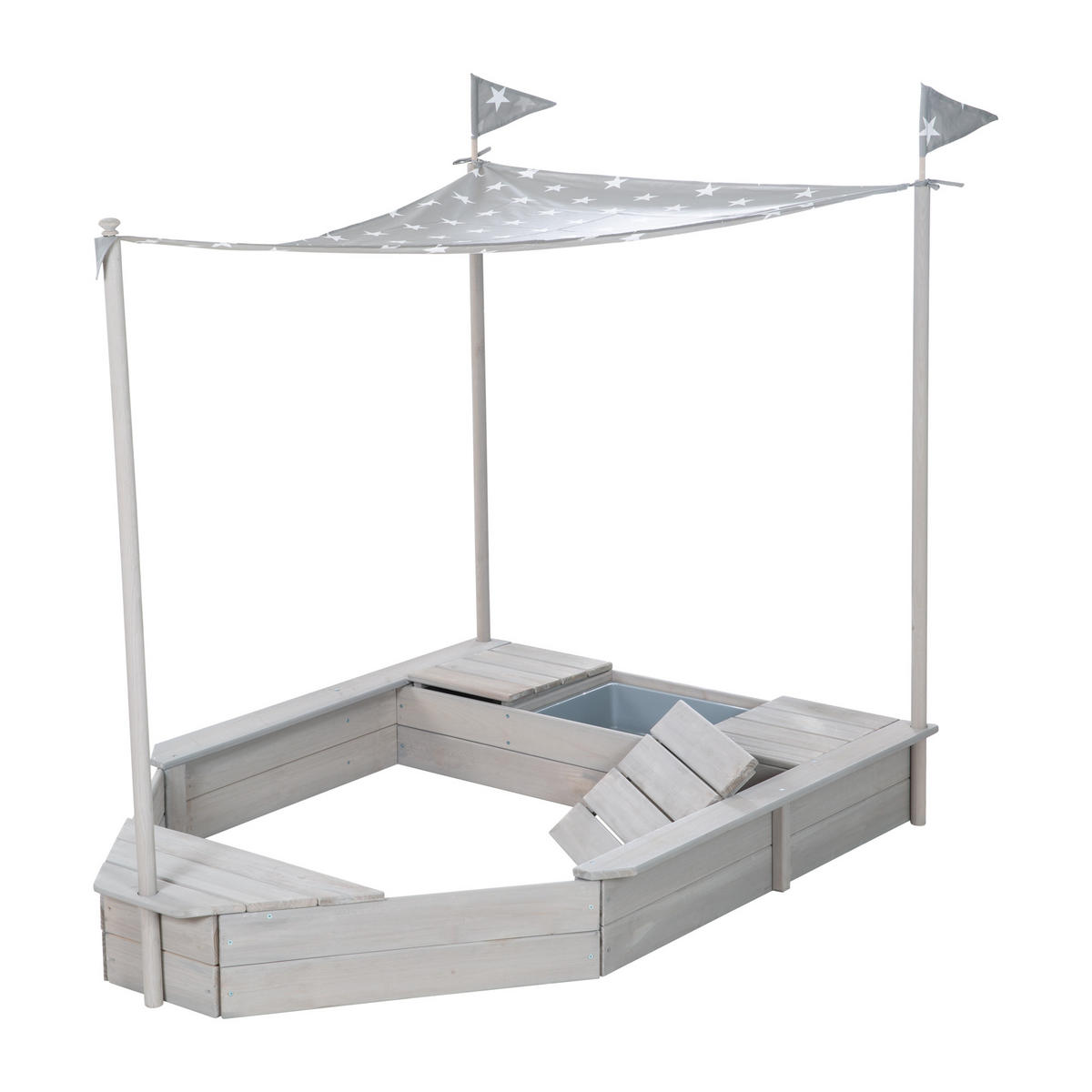 SANDKASTEN BOOT Sandkasten Boot grau - Grau, Holz (154/65/109cm) - Roba