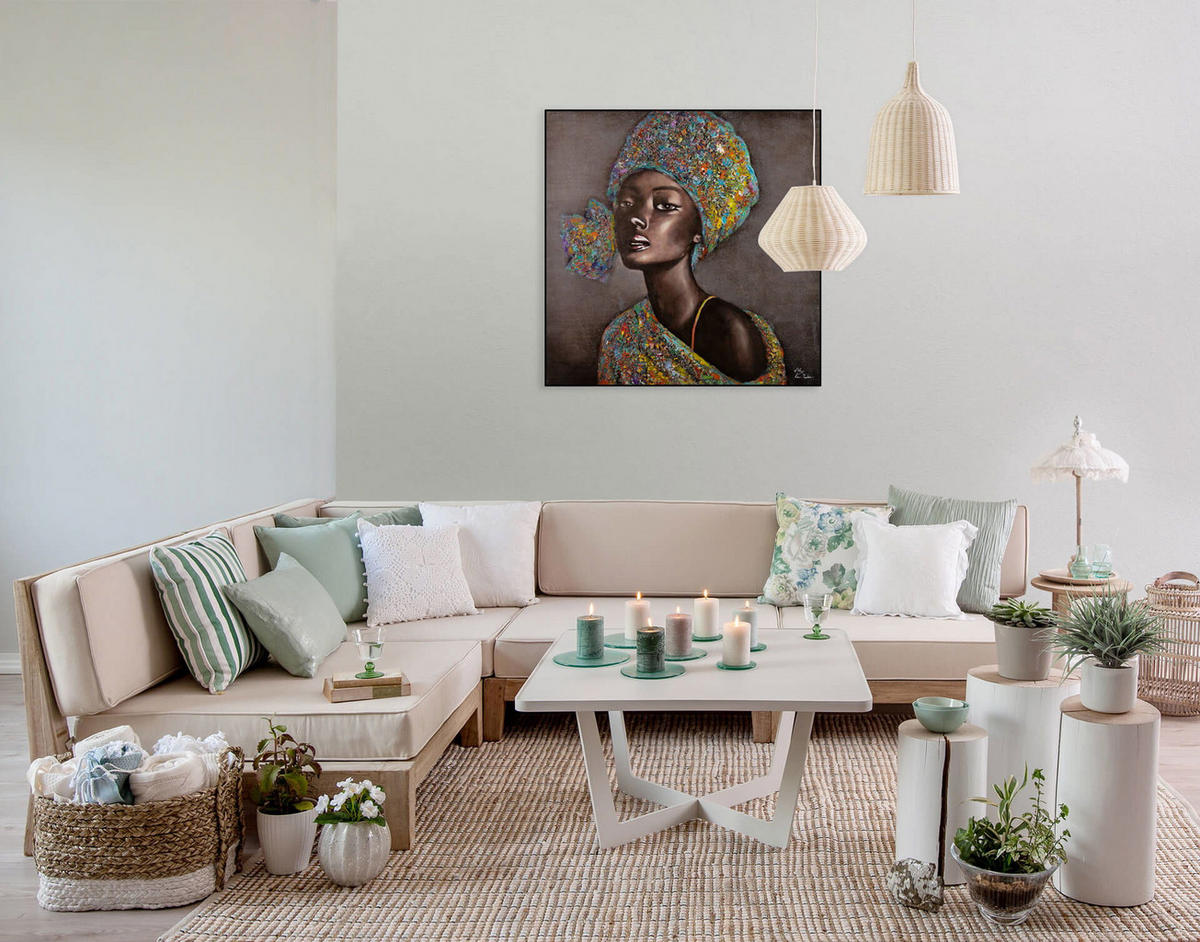 ACRYLBILD HANDGEMALT 80/80 cm - Braun, Holz/Textil (80/80cm) - KUNSTLOFT