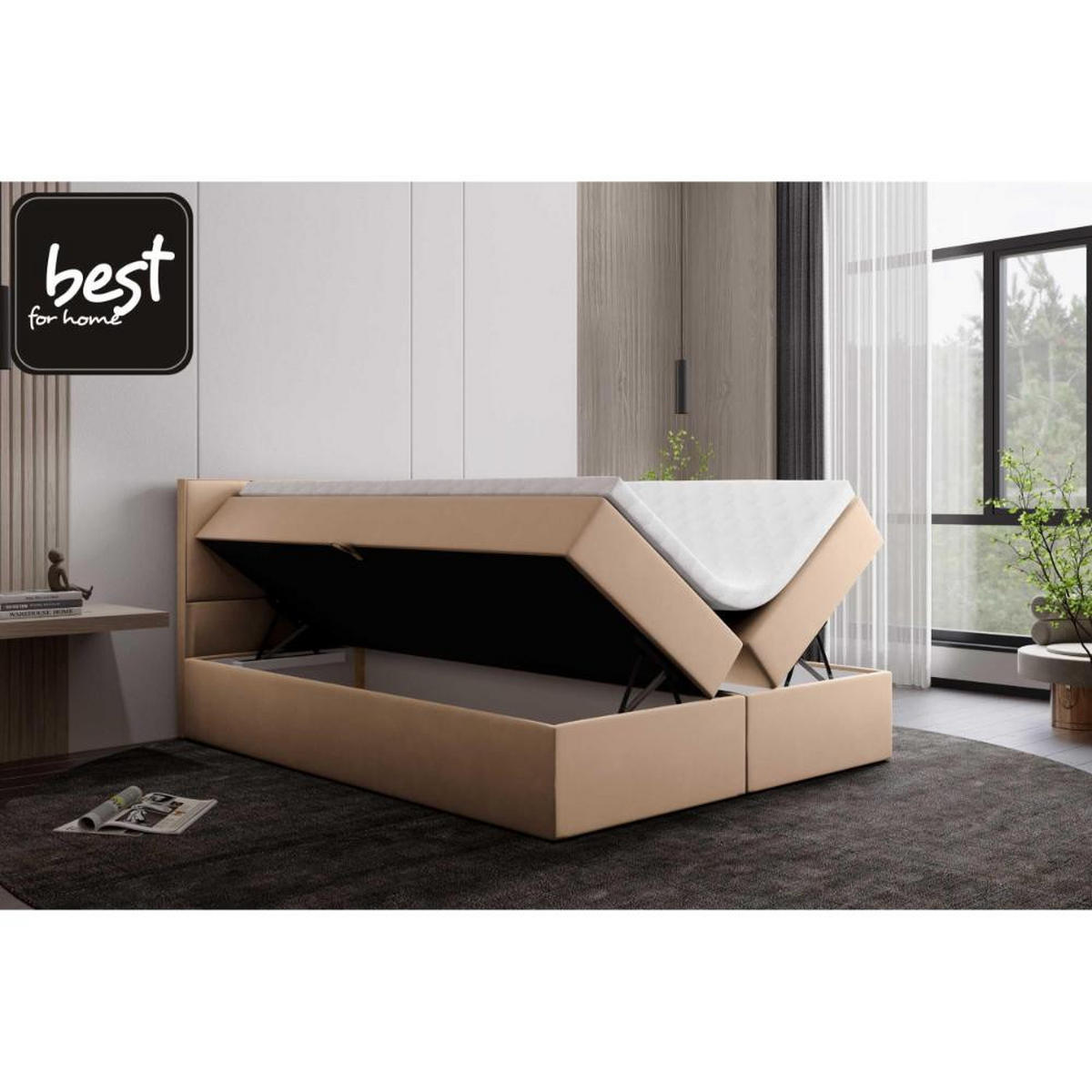 BOXBETT Jubilee Bonellfederkern inkl. Topper - Hellgelb, Holz/Holzwerkstoff (160/200cm) - Best For Home