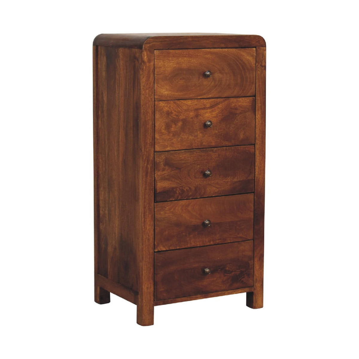 KOMMODE Aspen mit 5 Schubladen, Braun - Messingfarben/Braun, Mangoholz/Holz (45/90/35cm) - Artisan Furniture