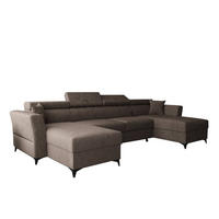 WOHNLANDSCHAFT Ribella Bronze 345/180/100 cm mit Schlaffunktion - Schwarz/Bronzefarben, Textil/Metall (345/100/180cm) - AX Living