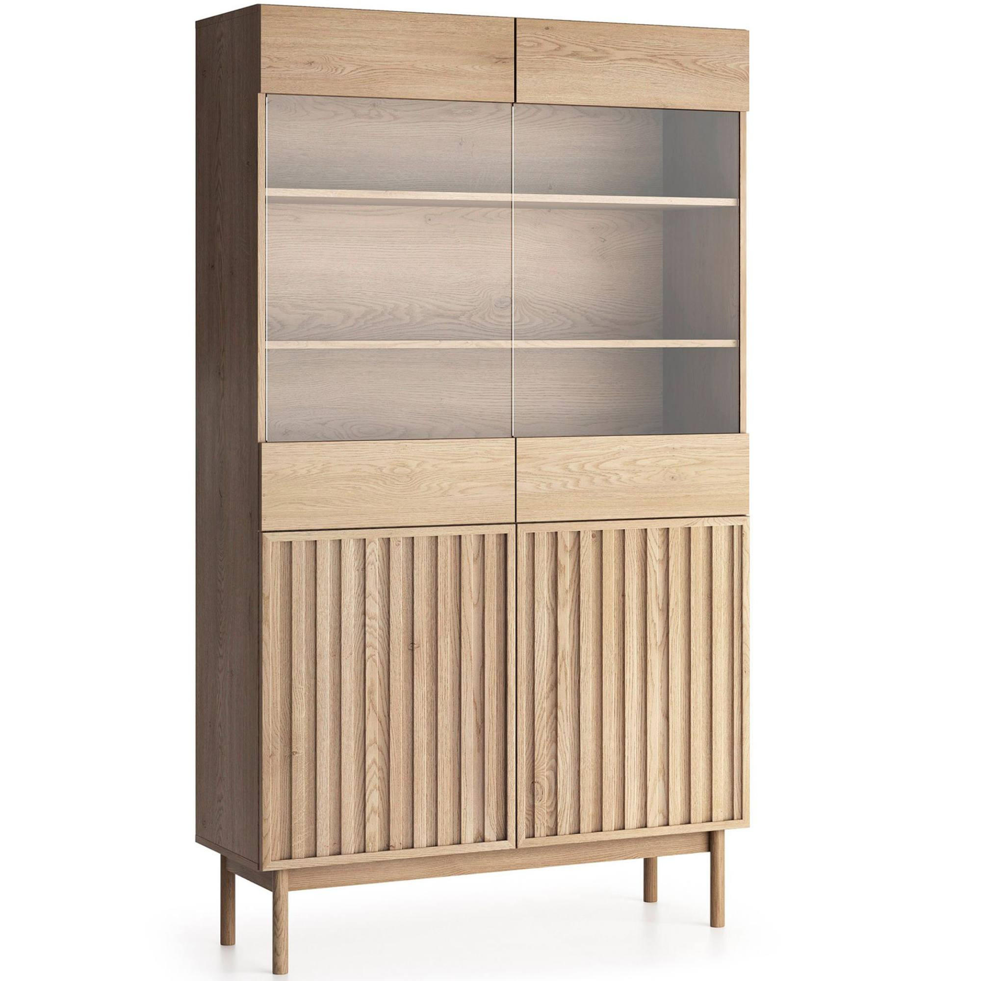 Konsimo® Vitrineschrank Eiche 106x183x37 cm