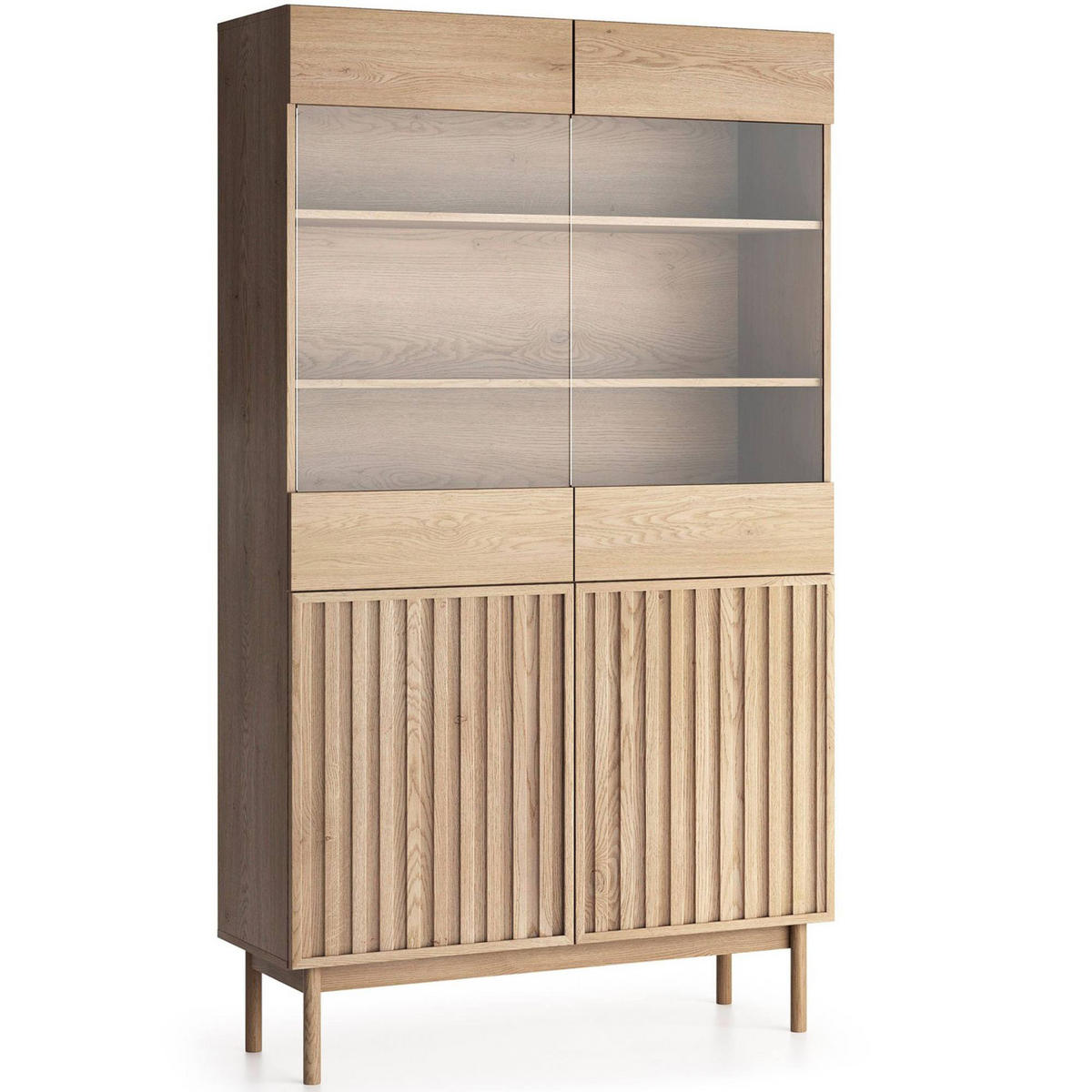 VITRINESCHRANK HARMA,Eichefarben - Eichefarben, Holzwerkstoff (106/183/37cm) - KONSIMO®