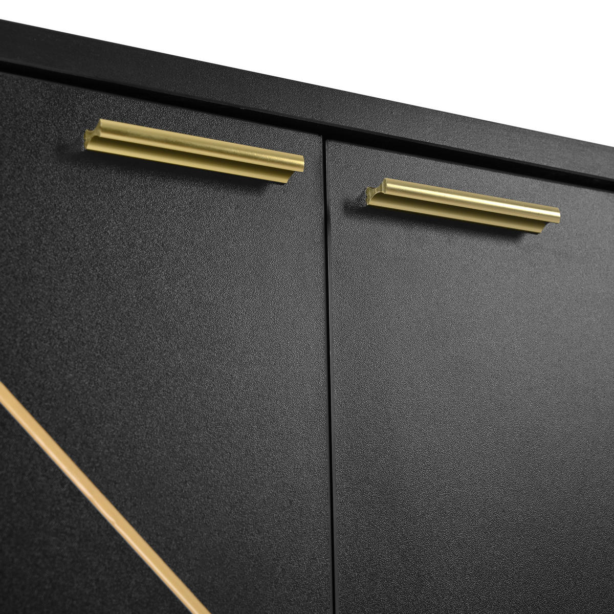 SIDEBOARD Schwarz mit Goldenen Akzenten, 150/40/80cm - Buchefarben, Holzwerkstoff (150/80/40cm) - Urban Meuble