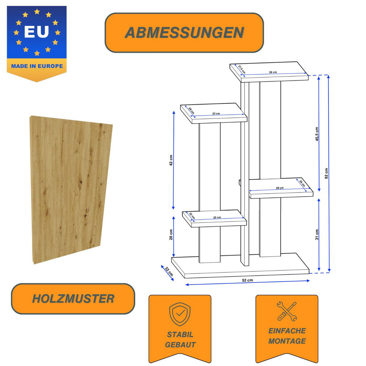 BLUMENSTÄNDER M4 - Sonoma Eiche, Holzwerkstoff (32/82/52cm) - RAUMHIRSCH FURNITURE