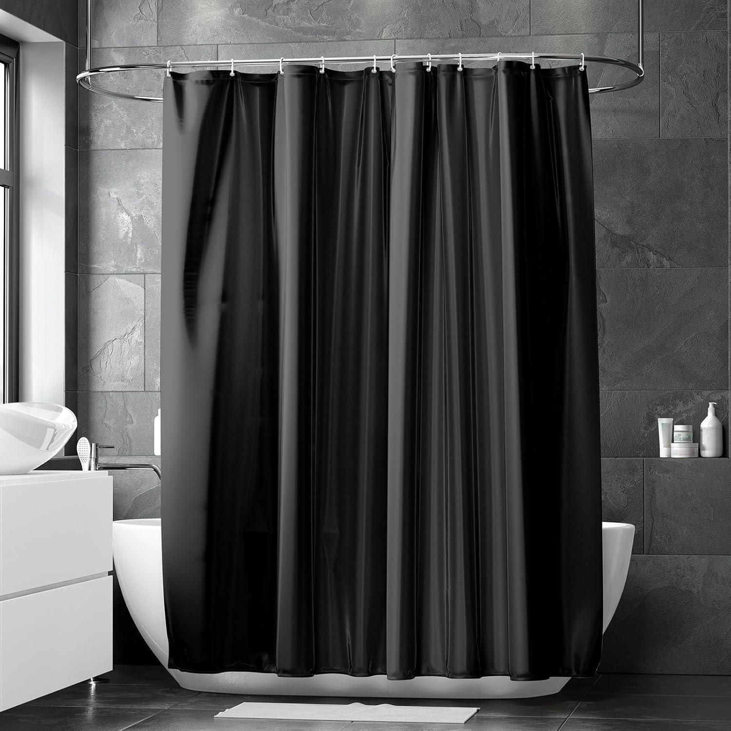 DUSCHVORHANG 180 x 200 cm Schwarz Wasserabweisend Anti-Schimmel - Schwarz, Textil (180/200cm)