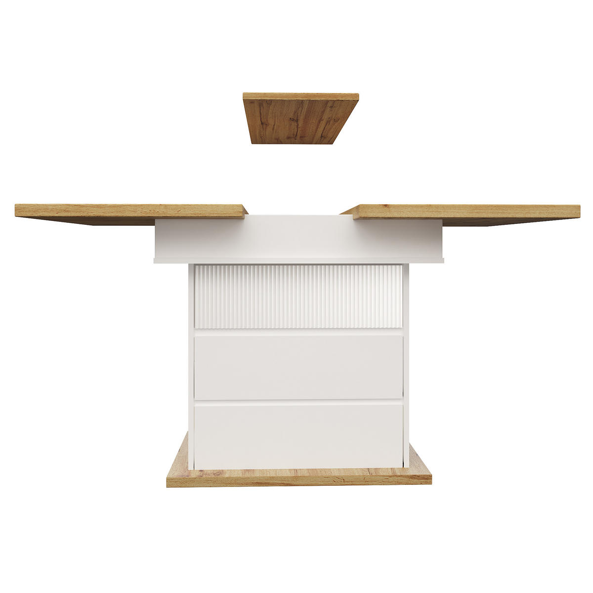 ESSTISCH 80/140/75 cm Weiß Natur aus MDF mit Auszug und Stauraum - Weiß, Holzwerkstoff (140/80/75cm) - OKWISH