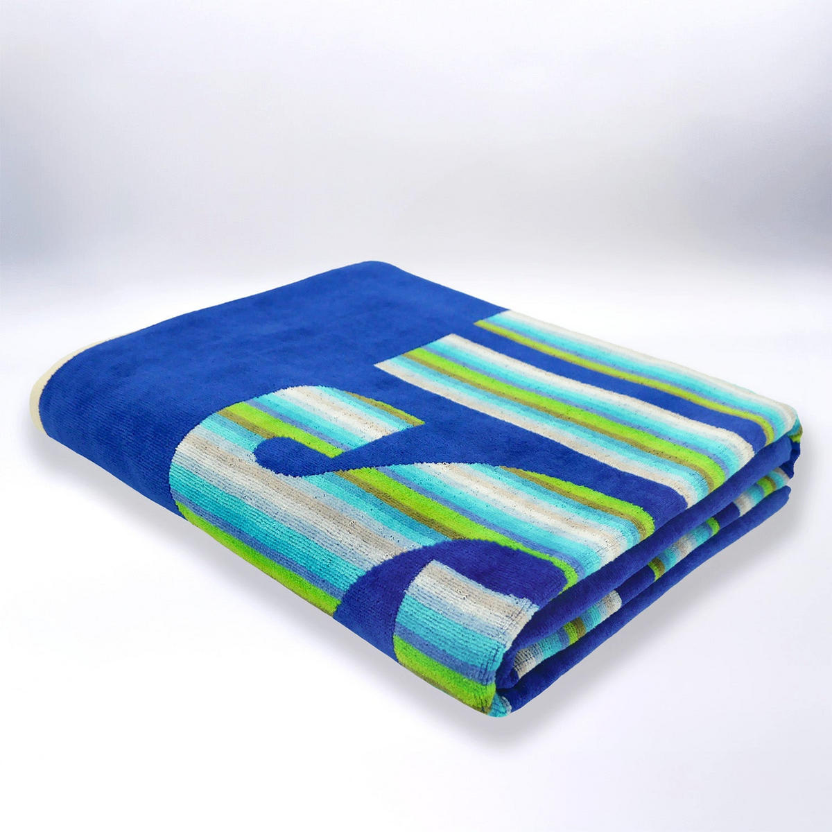 STRANDTUCH aus Veloursfrottee Jacquard Blau 140x180 400g/m² - Nyaralas - Blau, Textil (140/180cm) - LE COMPTOIR DE LA PLAGE