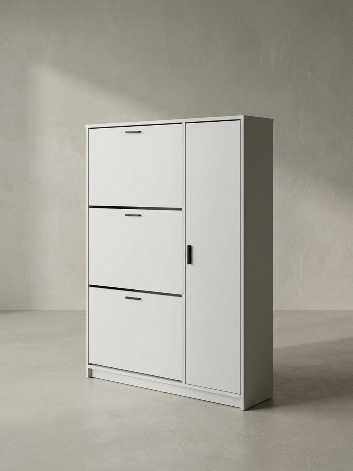 SCHUHSCHRANK – Weiß, 90x120x24 cm, Schuhkipper geschlossen, mit Ablage - Weiß, Holzwerkstoff (90/120/24cm) - KADIMA DESIGN