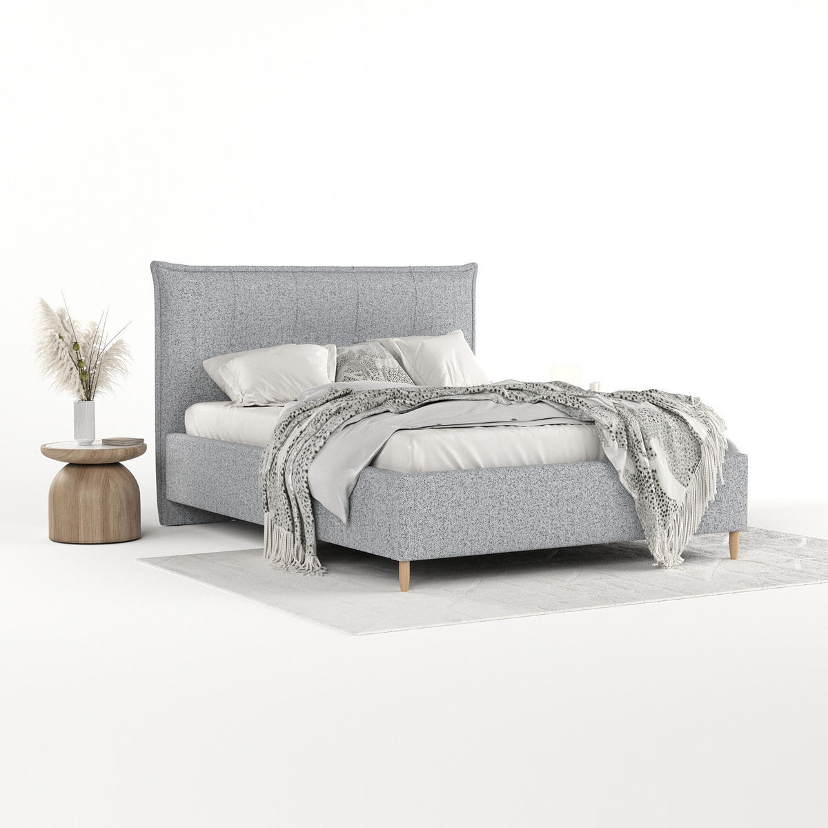 POLSTERBETT Plaza 140/200 cm Grau im Riva Stoff - Naturfarben/Grau, Holz/Holzwerkstoff (140/200cm) - AltaBeds