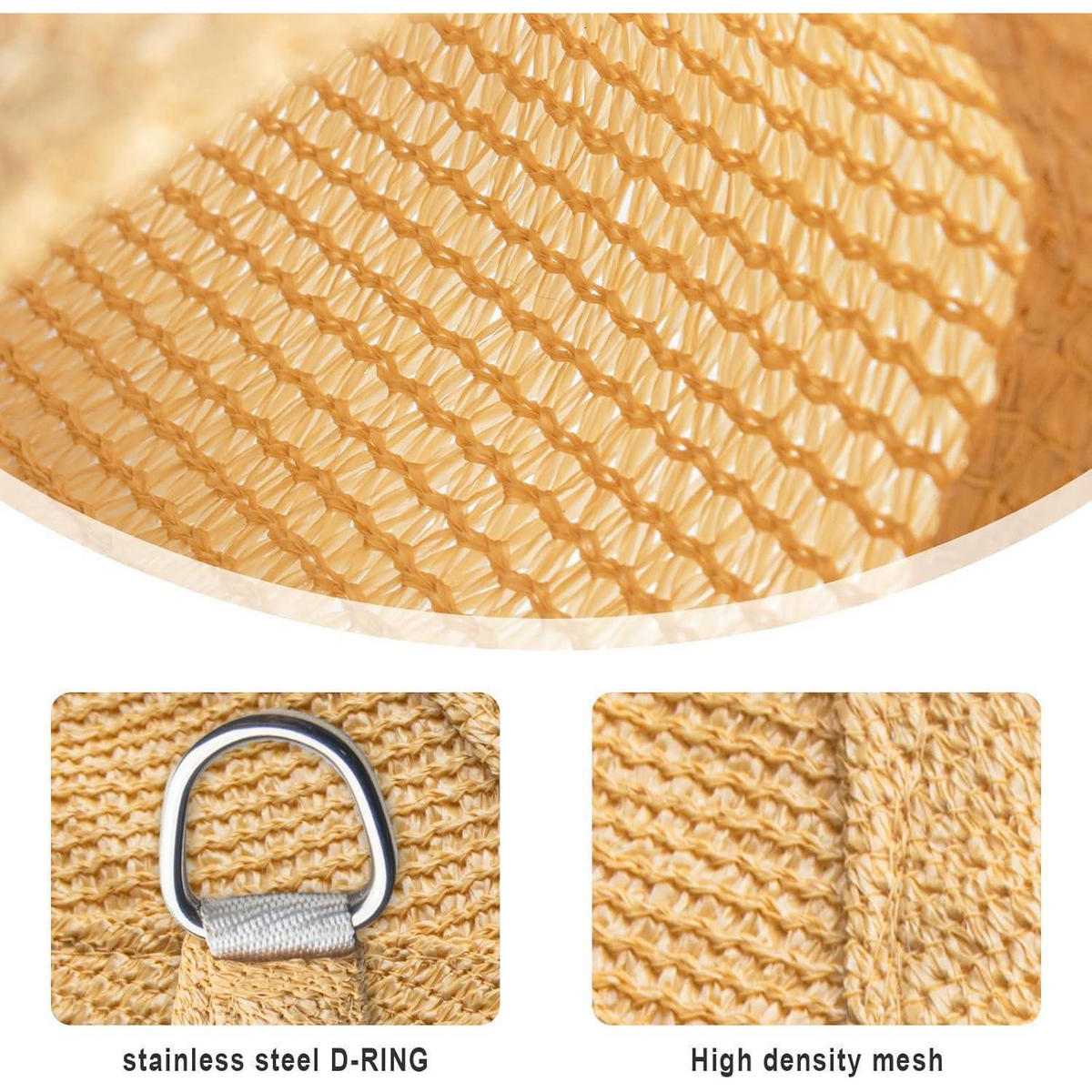 SONNENSEGEL 300 x 300 cm HDPE Sand - Sandfarben, Textil (20/30cm)