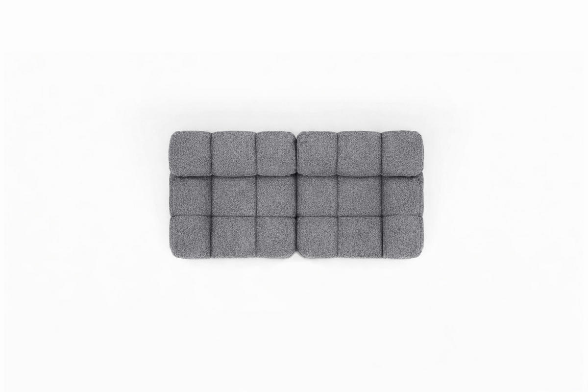 COUCH, 2-Sitzer Modular, Bouclé-Stoff Abriamo, Dunkelgrau, Selia - Dunkelgrau, Holz (190/70/95cm) - Kaiser Möbel