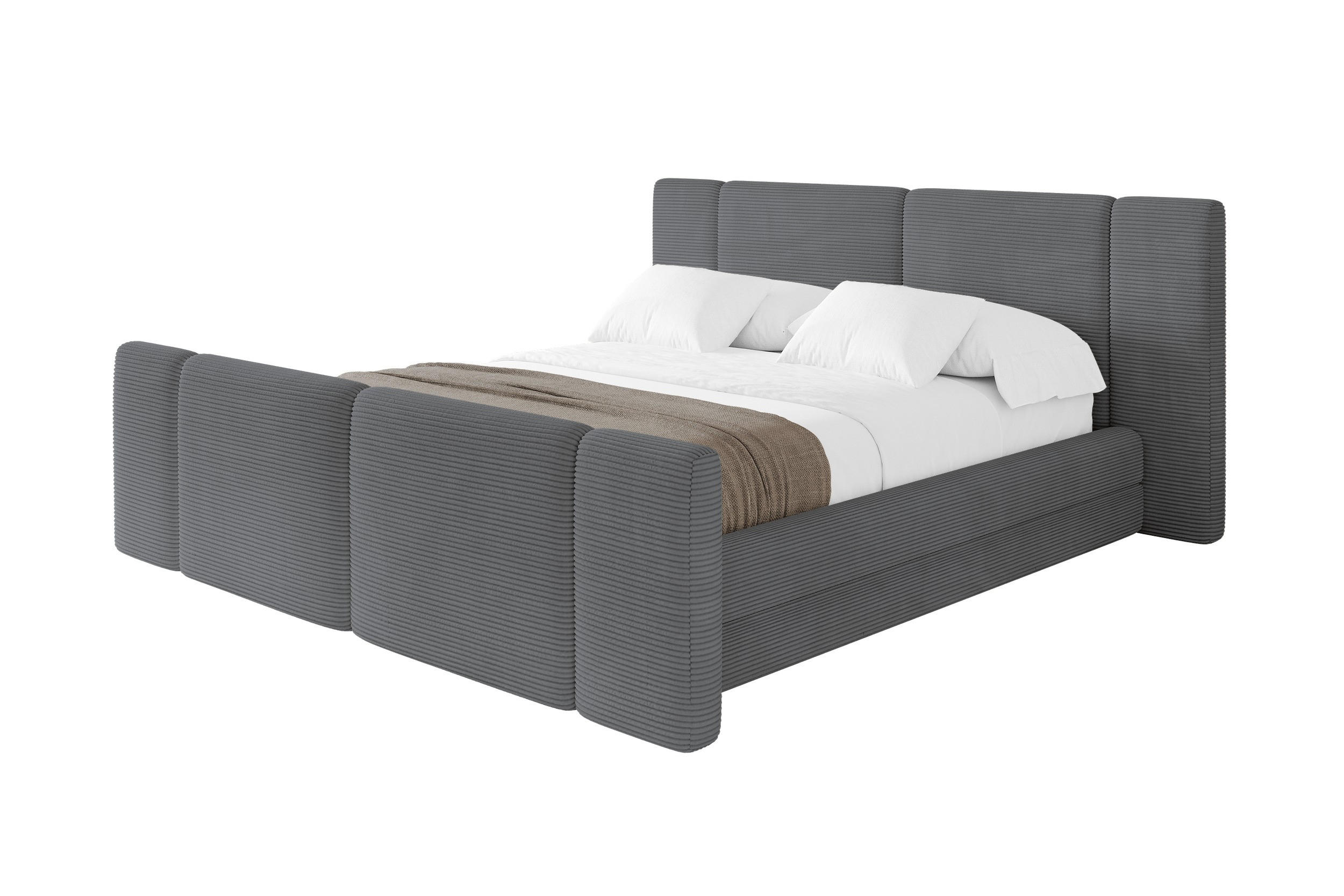 POLSTERBETT mit Bettkasten, Fußteil und Lattenrost, Bett mit Matratze H3/H4 - TEVO-Z 140x200 Dunkelgrau - Graphitfarben, Holzwerkstoff/Textil (140/200cm) - ALTDECOR