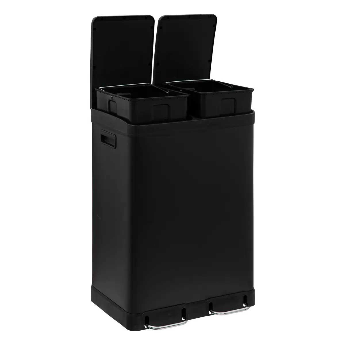 MÜLLEIMER zwei Fächer Ariane 30 l 48,8/39,5/67 cm - Schwarz, Metall (39.5/67/48.8cm) - 5five Simply Smart